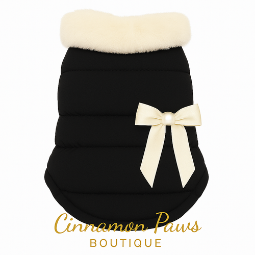 🖤 The Black Fur-Collar Coat – “Noir Winter Luxe”