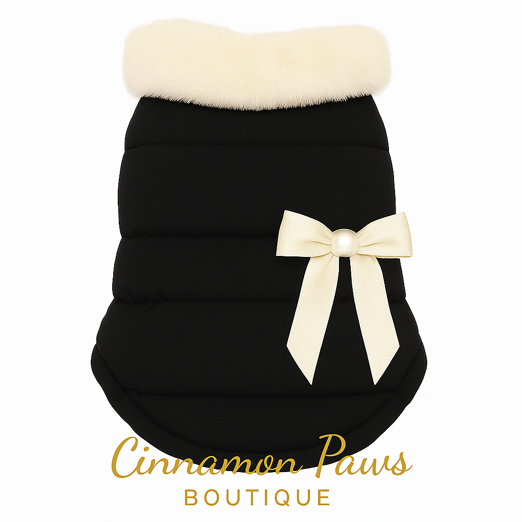 🖤 The Black Fur-Collar Coat – “Noir Winter Luxe”